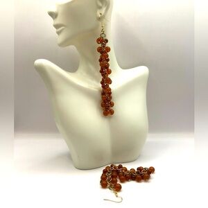 Amber Colored Acrylic Bead Shoulder Duster Earrings